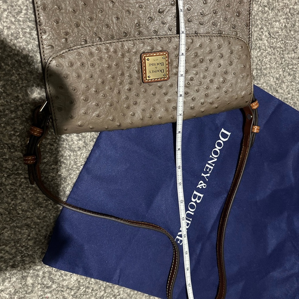 Dooney & Bourke Lacey Ostrich Brown Crossbody Bag Purse - Picture 9 of 11